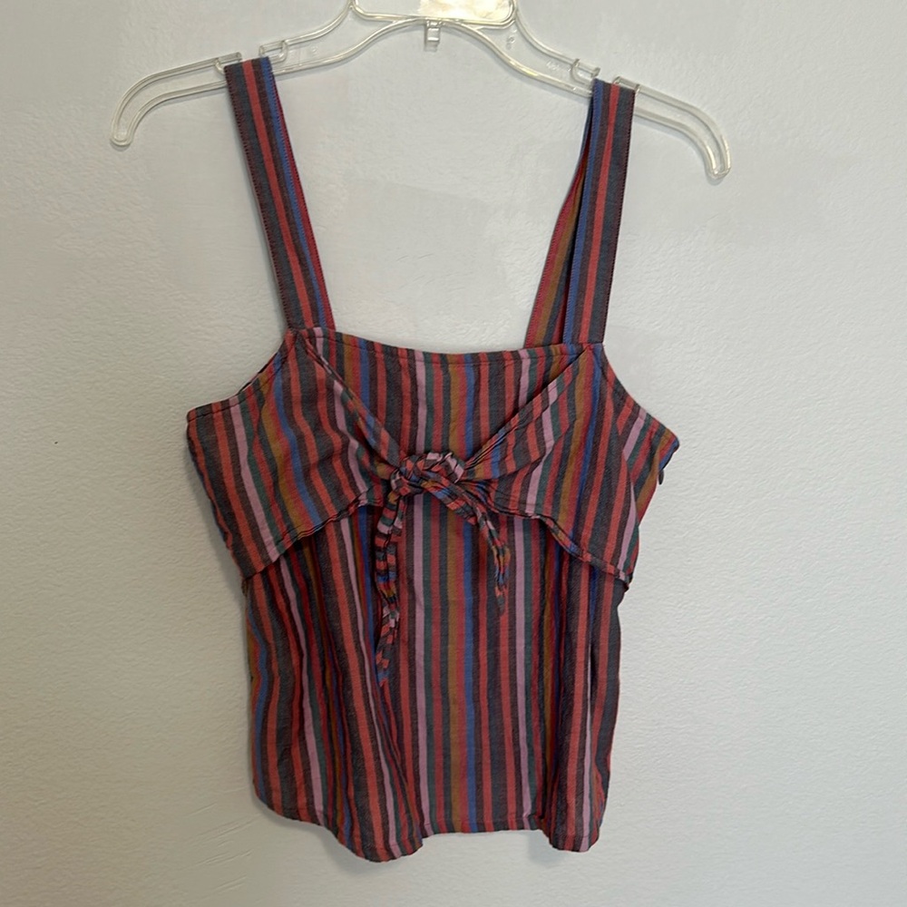 Madewell stripped tie front tank top